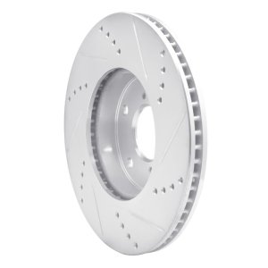 Honda Civic Brake Rotor (1) - Front Left - R1 Concepts - Drilled & Slotted - Silver - `16-`25